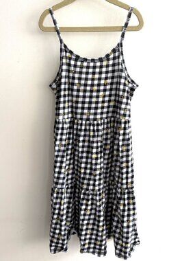 Melrose & Market Checkered Floral Print Cotton Knit Girls Dress Size Small (7/8)